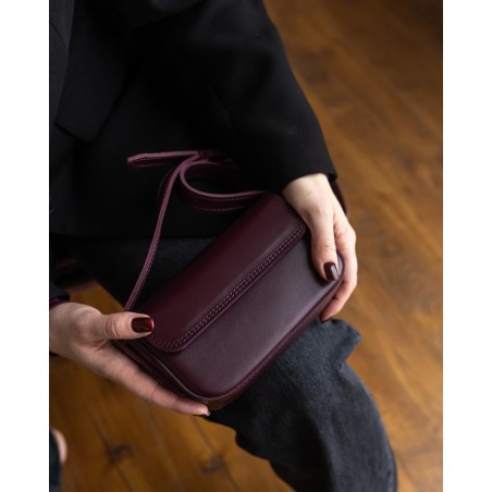 Genuine leather burgundy crossbody bag