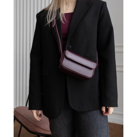 Genuine leather burgundy crossbody bag