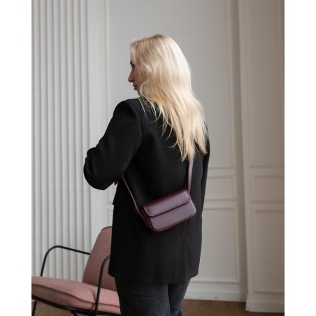 Genuine leather burgundy crossbody bag