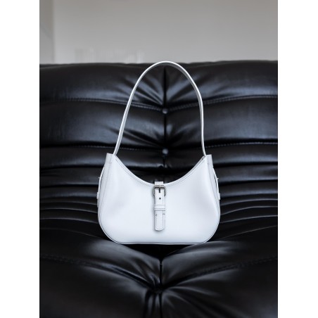 White Leather Moon Bag