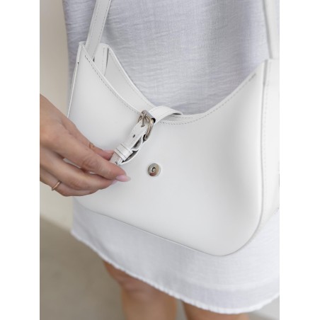 White Leather Moon Bag