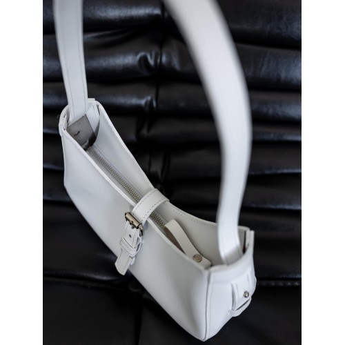 White Leather Moon Bag