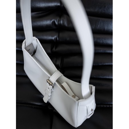 White Leather Moon Bag