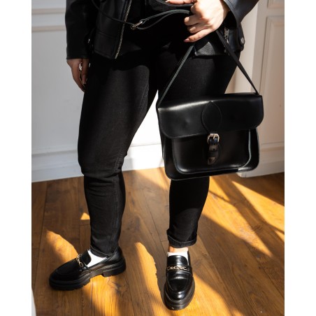Leather Black Simple Crossbody Bag