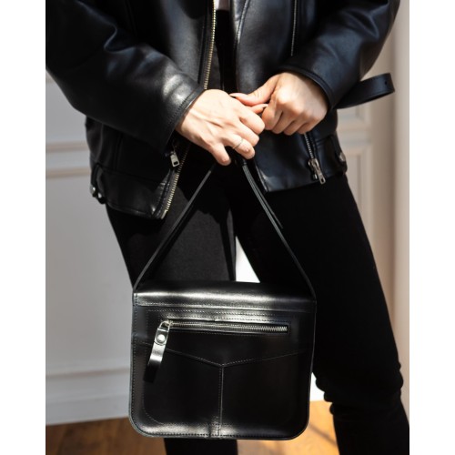 Leather Black Simple Crossbody Bag