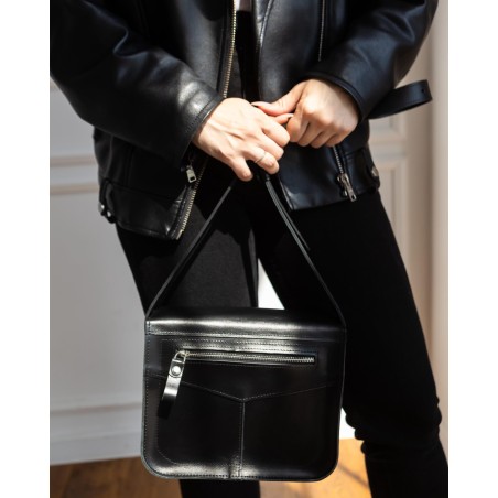 Leather Black Simple Crossbody Bag