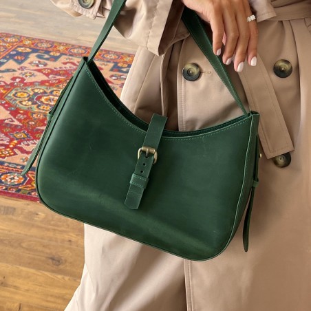 Women's Green Leather Shoulder Bag