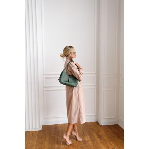 Women's Green Leather Shoulder Bag